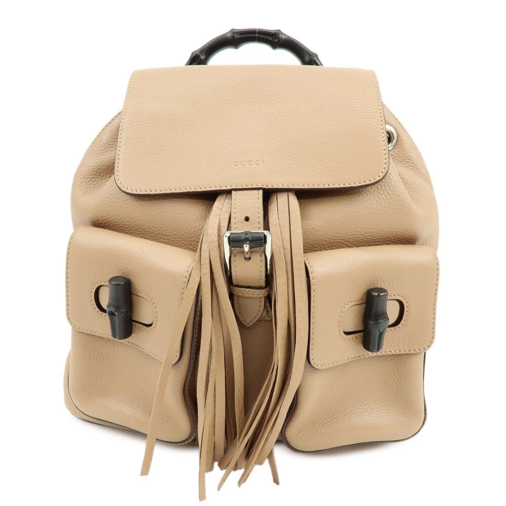 Gucci Bamboo Tassel Calfskin Backpack Beige